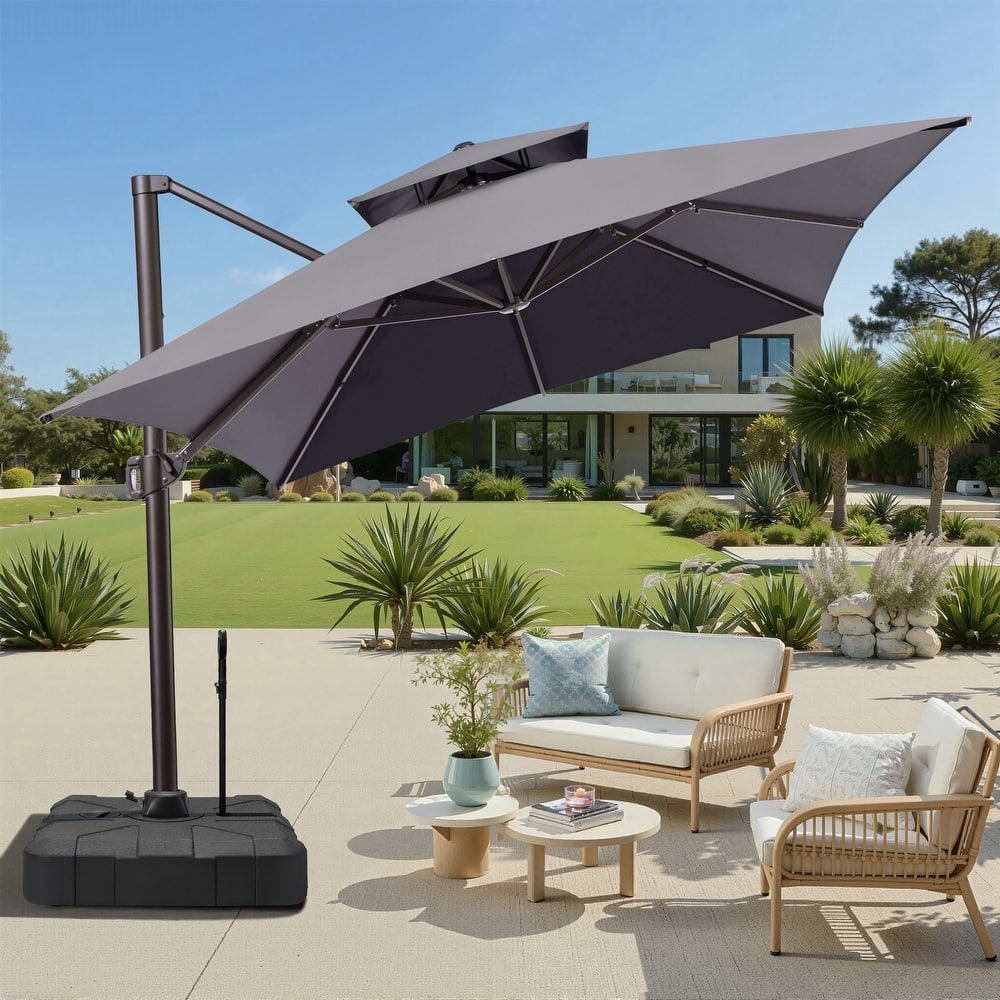 13 x 10ft Outdoor Patio Cantilever Offset Umbrella with Base