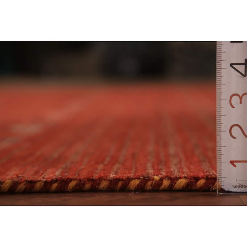 Orange Tribal Gabbeh Oriental Area Rug Handmade Wool Carpet - 6'9" x 9'9"
