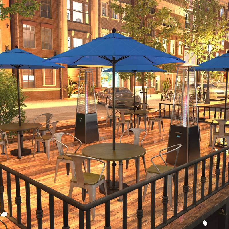 California Umbrella 7.5' Rd.. Aluminum Frame, Fiberglass Rib Market Umbrella, Push Open, Bronze Finish, Olefin Fabric - Royal Blue