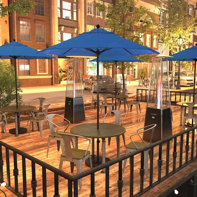 California Umbrella 7.5' Rd.. Aluminum Frame, Fiberglass Rib Market Umbrella, Push Open, Bronze Finish, Olefin Fabric