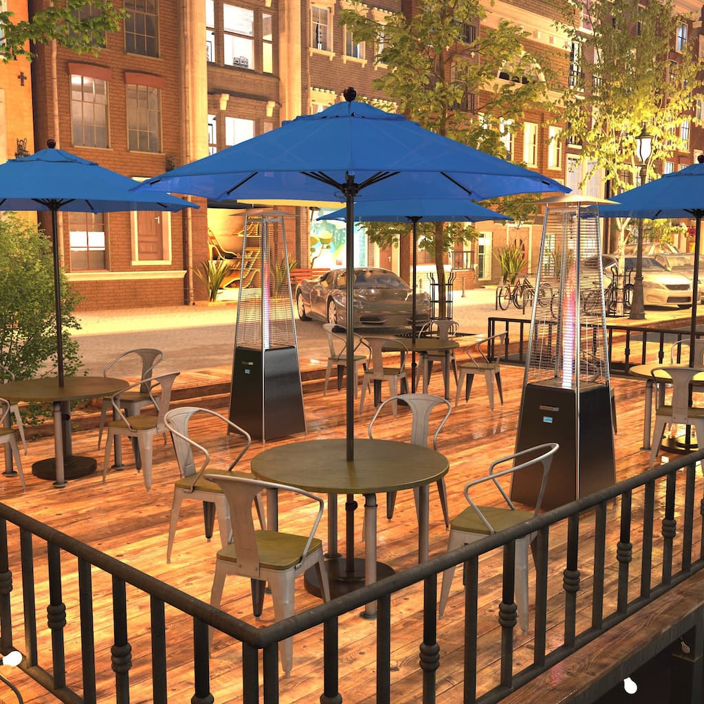 California Umbrella 7.5' Rd.. Aluminum Frame, Fiberglass Rib Market Umbrella, Push Open, Bronze Finish, Olefin Fabric