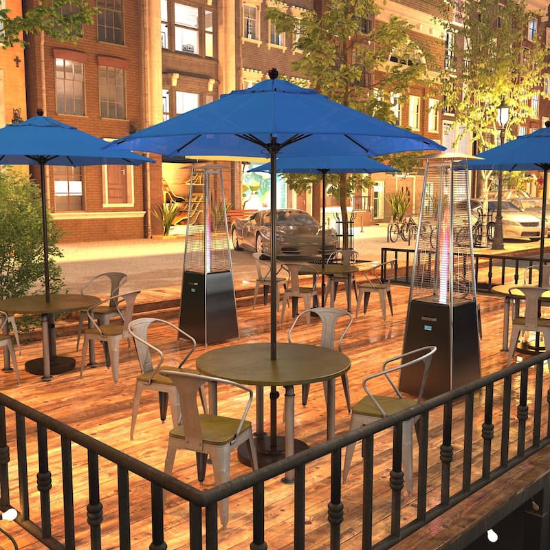 California Umbrella 7.5' Venture Series Patio Umbrella, Bronze Aluminum Pole Fiberglass Ribs Push Lift, Olefin Royal Blue - Royal Blue