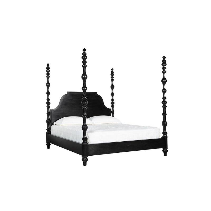 Furniture Classics Paul Black Mahogany Four Poster King Bed Turned Legs