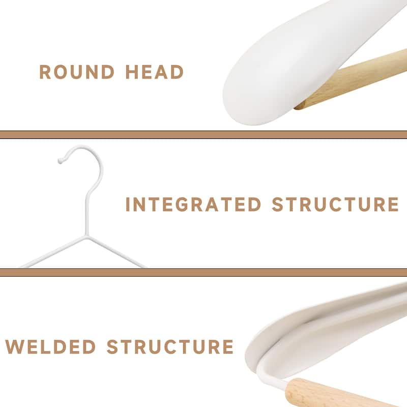 BP4U Heavy Duty Metal Wide Shoulder Suit Hangers, Welded Coat Hangers with Beech Wood Pants Bar for Clothes