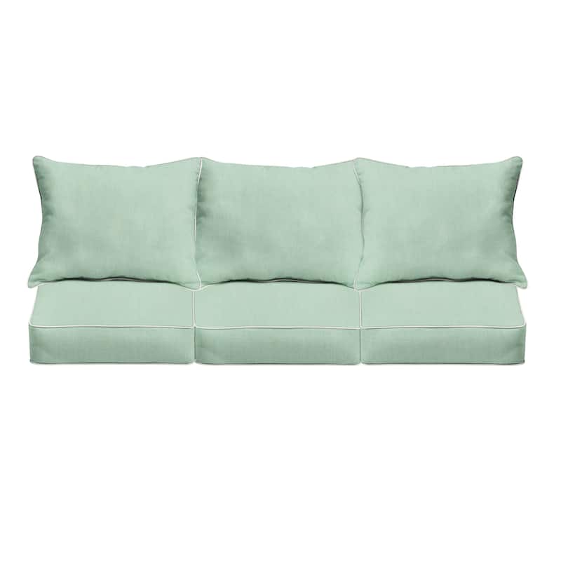 Sorra Home Sunbrella Outdoor Deep Seating Sofa Pillow and Cushion Set - 23 in W x 25 in D x 5 in H - Canvas Natural 2
