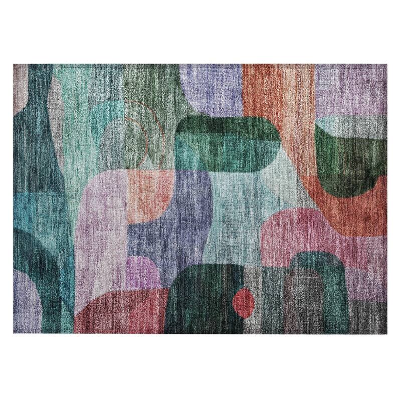 Machine Washable Indoor/ Outdoor Abstract Contemporary Chantille Rug