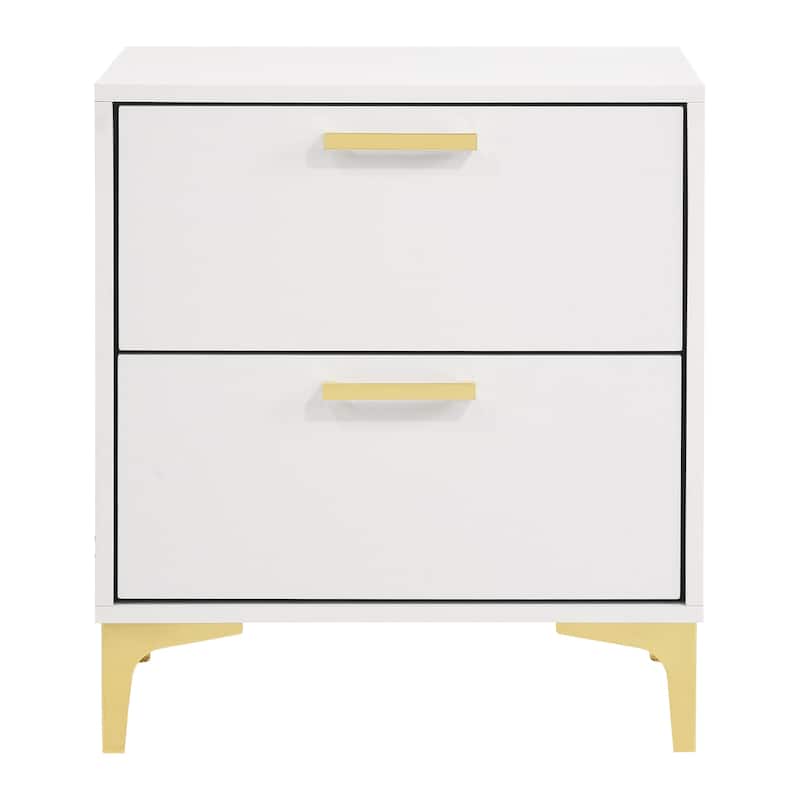 Karena White Rectangular 2-Drawer Nightstand