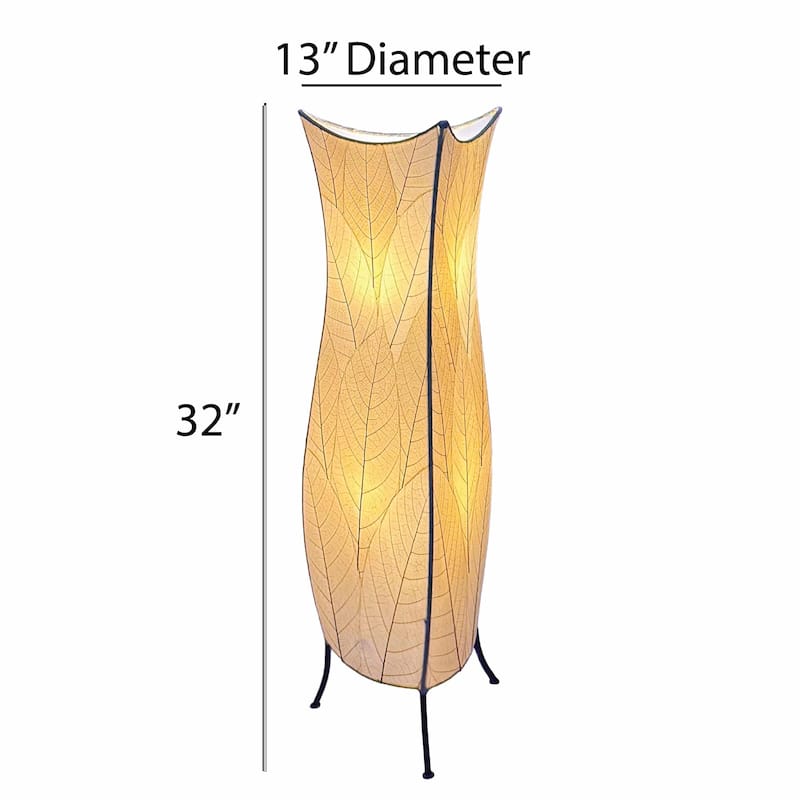 Eangee Handmade Flowerbud Large Floor Lamp, Cocoa Leaves Shade - 13 x 13 x 36