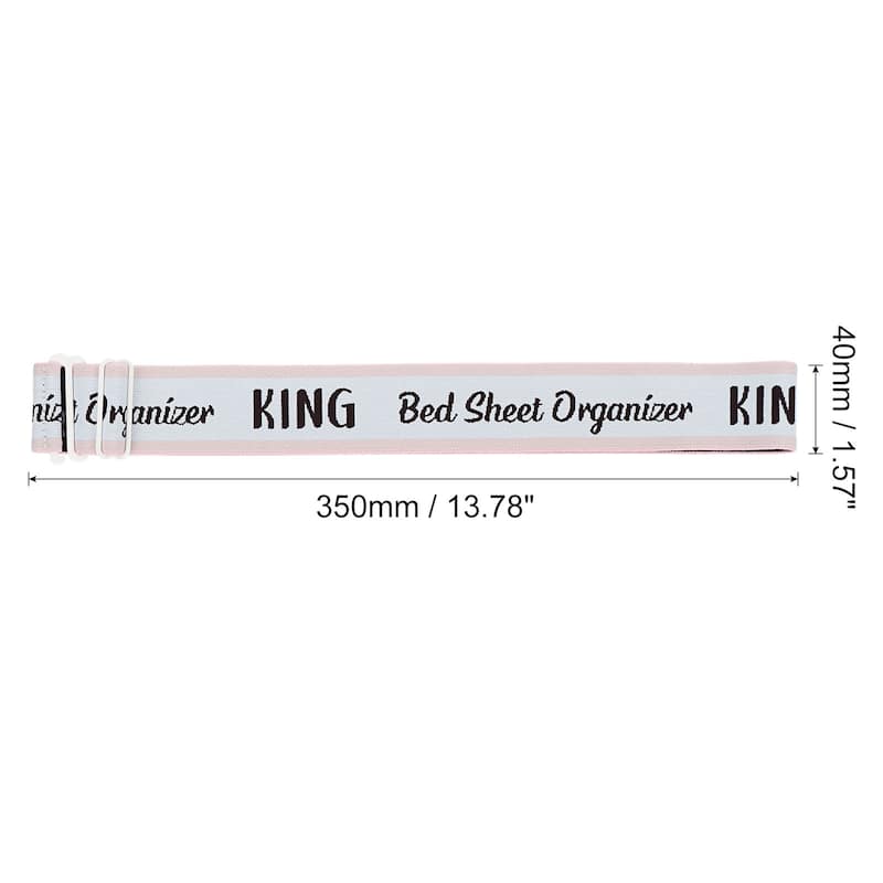 Adjustable Bed Sheet Organizer Bands 350x40mm, Pink/White, KING - Pink/White - 4 Pcs