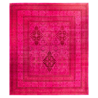Overdyed One-of-a-Kind Hand-Knotted Area Rug - Pink - 12' 4" x 14' 2"