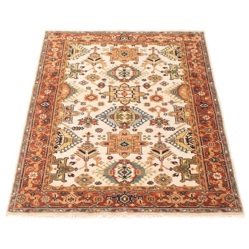 ECARPETGALLERY Hand-knotted Jules Sultane Cream Wool Rug - 4'0 x 5'11