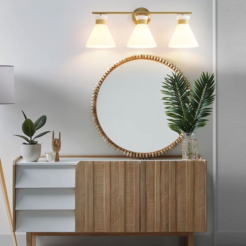 Dimmable Bathroom Vanity Light with Glass Shade
