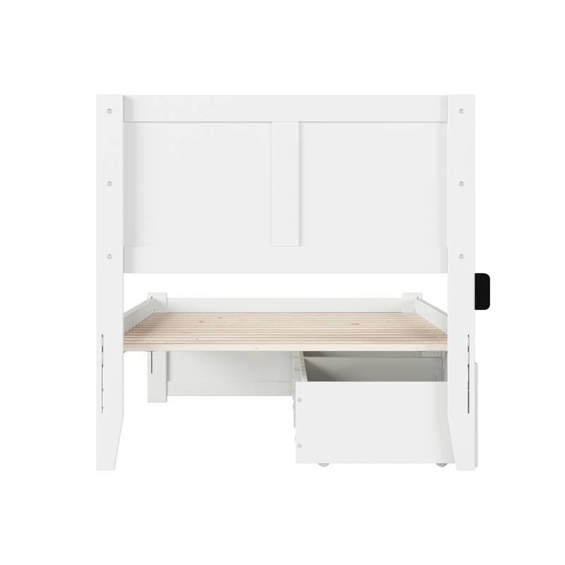 AFI Canyon Twin Platform Bed with Footboard & Storage Drawers in White