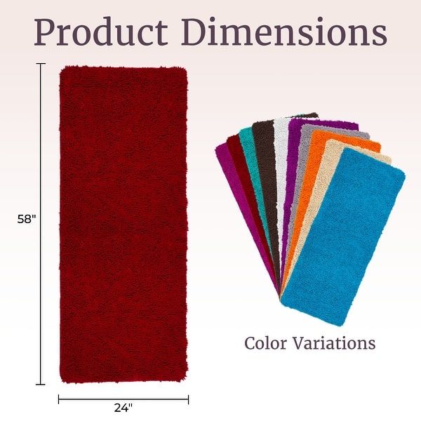 dimension image slide 1 of 7, 58x24-Inch Bathroom Runner with Non-Slip Backing - Absorbent High-Pile Chenille Memory Foam Bathroom Rug by Windsor Home