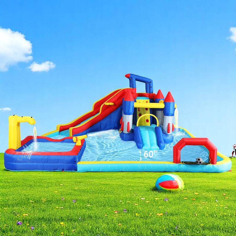 Inflatable Water Park with Slide and Blower,Outdoor Bounce House Splash Pool, ETL Certified Blower Included,Backyard Water Slide