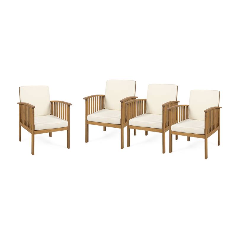 Casa Acacia Outdoor Acacia Wood Club Chairs(Set of 4) by Christopher Knight Home