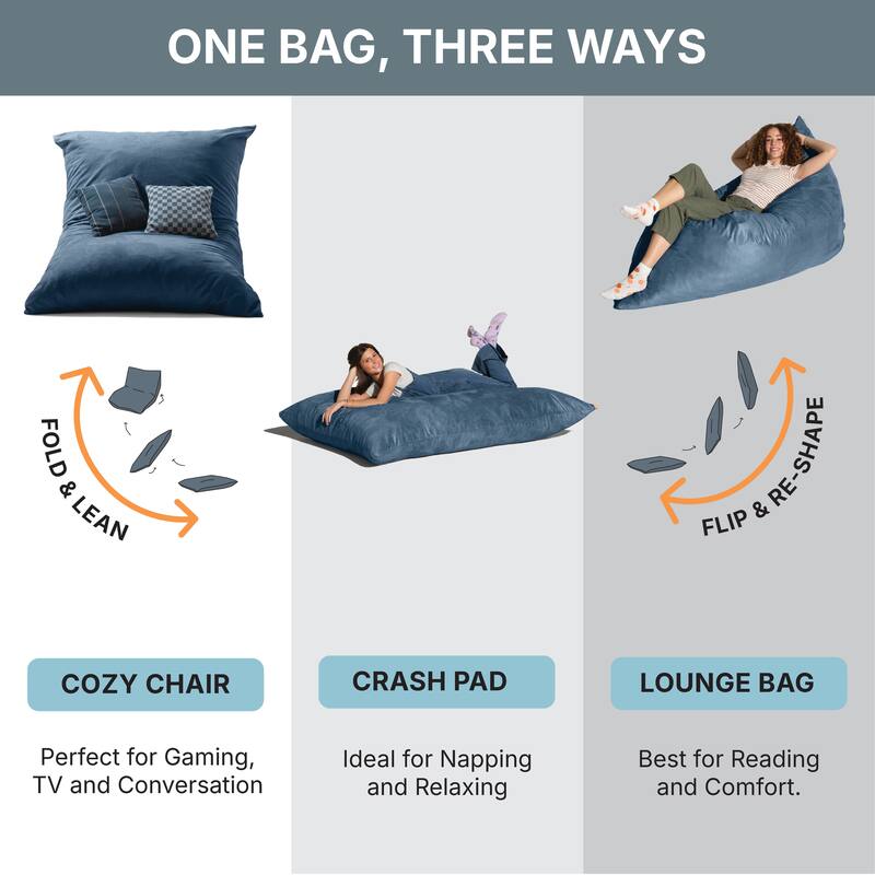 Jaxx 5.5' Microsuede Bean Bag Floor Pillow and Lounger