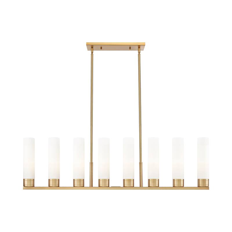 Innovations Lighting Downtown Urban - Boreas - 6 Light 48" Stem Hung Island Light with 11" Shades - Brushed Brass/White
