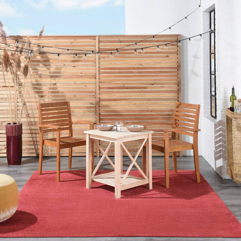 Nourison Essentials Solid Contemporary Indoor/Outdoor Area Rug - 7' Square - Red