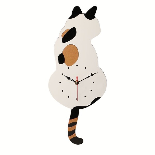 Art & Artifact Calico Cat with Swinging Tail Wall Clock - Build It Yourself Model Kit - 7 in. x 16 in. x 1 in.
