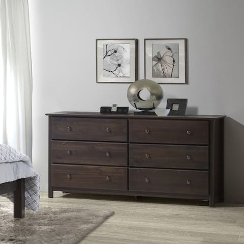 Grain Wood Furniture Shaker-style 6-drawer Solid Wood Dresser