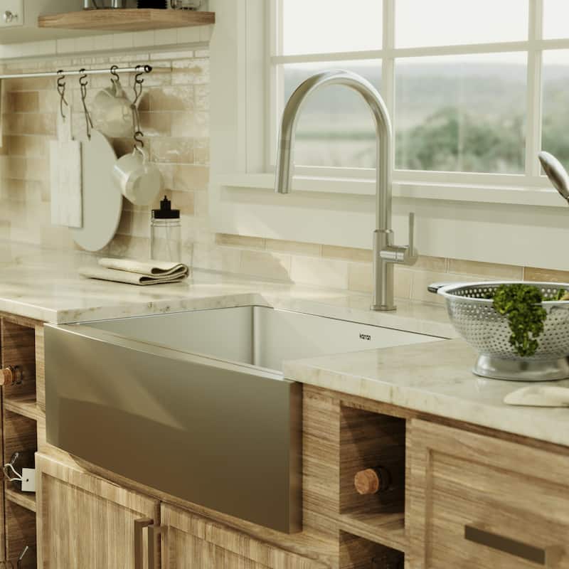 Karran Farmhouse Apron Stainless Steel 30 in. Single Bowl Sink Kit