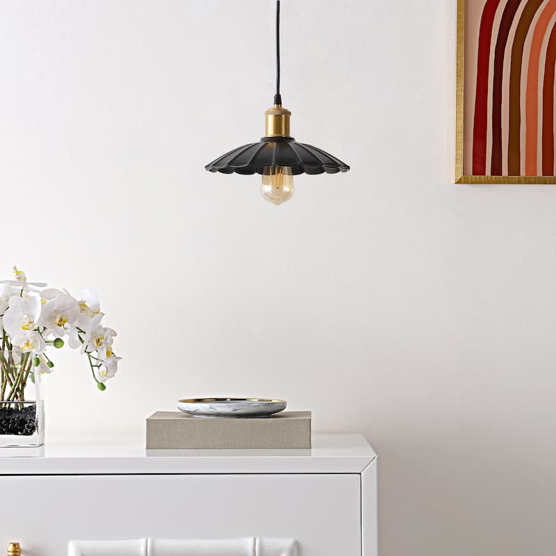 SAFAVIEH Ajeta 10-inch Pendant Light - 10 In. W x 10 In. D x 25082 In. H - Black/Brass - 10Wx10Dx68H
