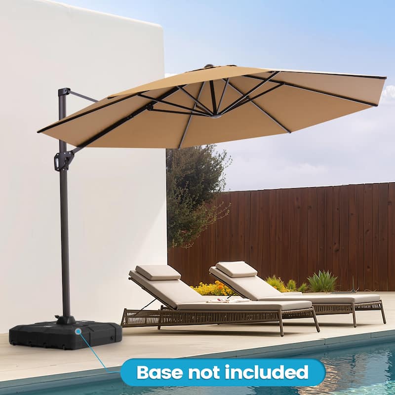 Outdoor 11 Ft Patio Cantilever Offset Umbrella with 360 Degree Rotation
