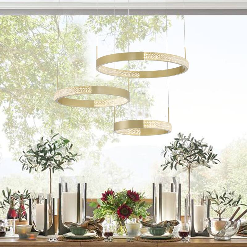 3-Light Statement Tiered LED Chandelier - 15.75'' H x 28.74'' W x 19.88'' D