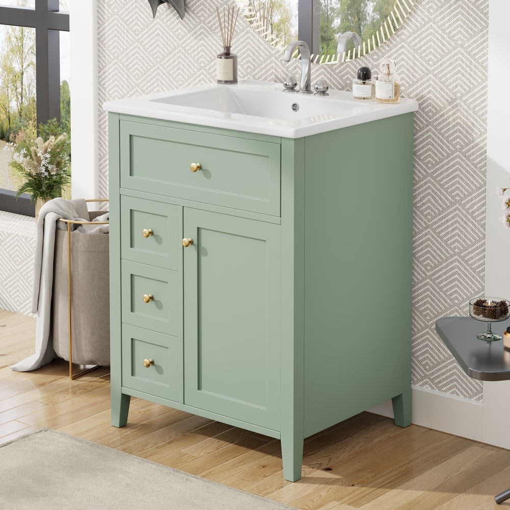 GDFStudio - Julian Hartwell 24-Inch Freestanding Bathroom Vanity with Smart Storage