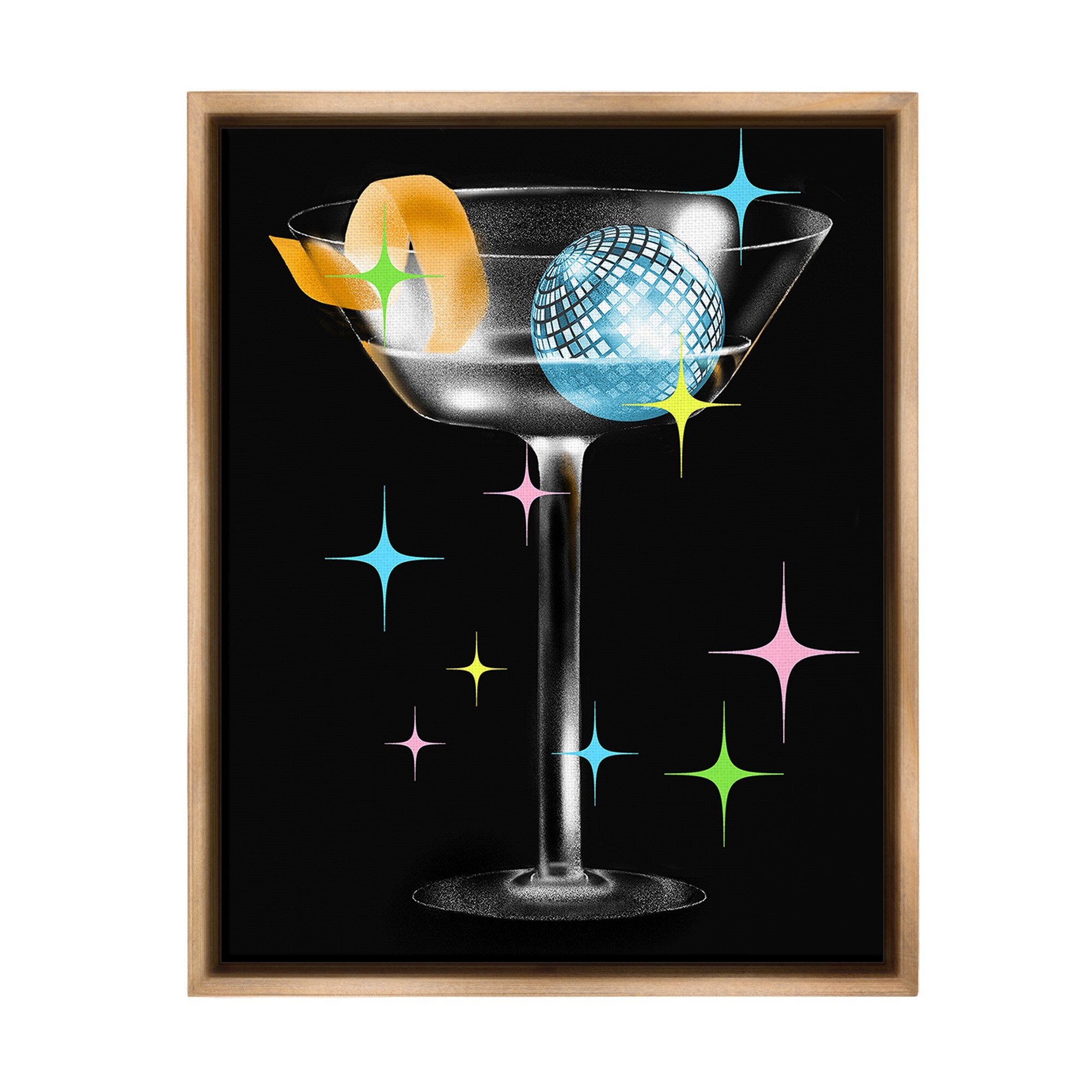Stupell Vintage Disco Drink Framed Floater Canvas Wall Art Design By Lil' Rue