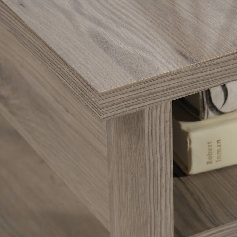 Wood Lift-Top Coffee Table with Hidden Storage and Open Shelf, Brown - 43.31" L x 19.29" W x 18.98" H