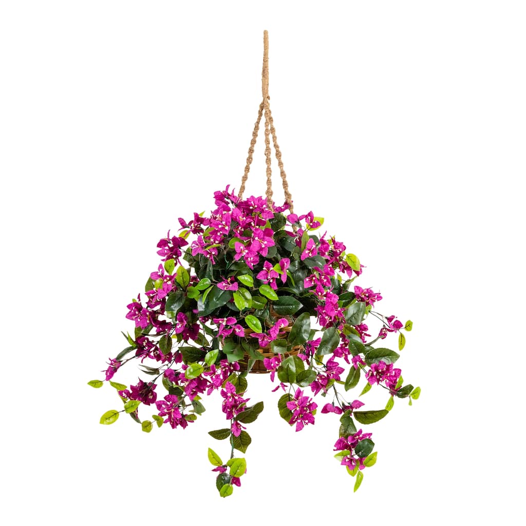 28-in UV Resistant Artificial Bougainvillea in Hanging Basket