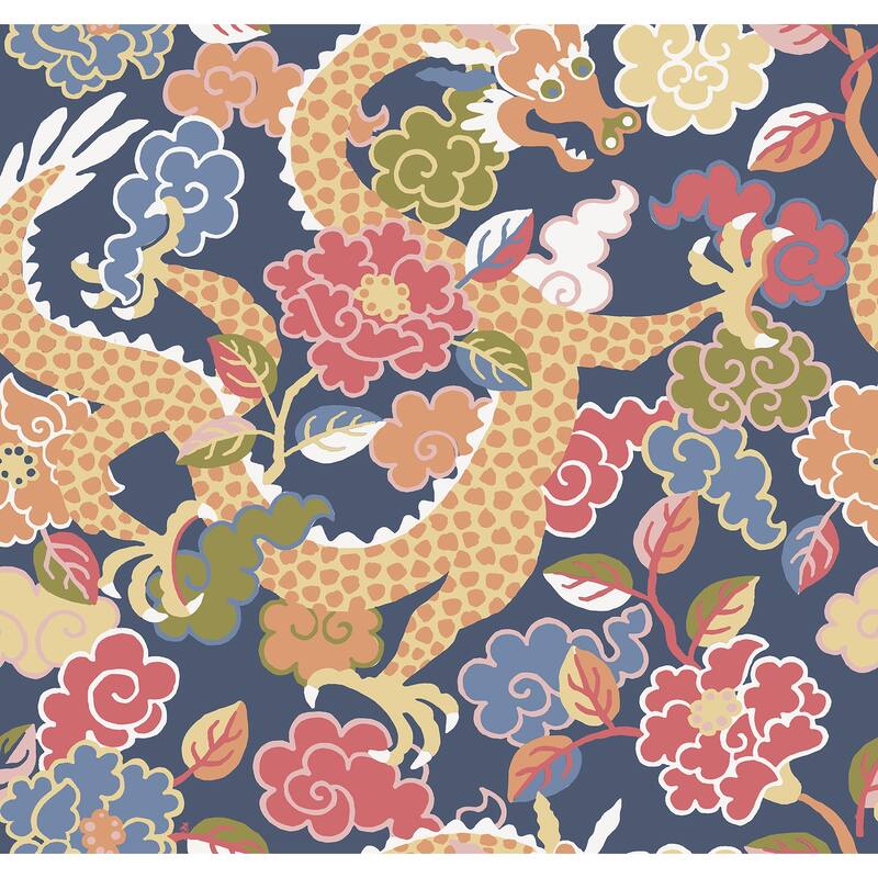 A-Street Prints Yanci Orange Dragon Wallpaper