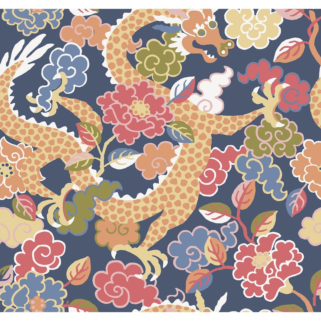 A-Street Prints Yanci Orange Dragon Wallpaper