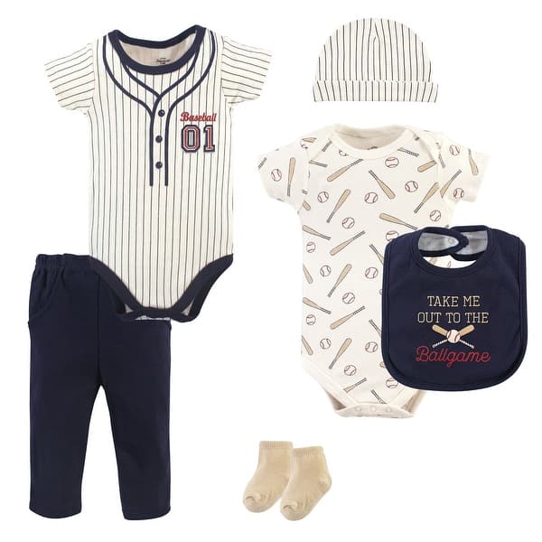 slide 1 of 1, Little Treasure Baby Boy Layette 6-Piece Set, Baseball 0-3 Months - Baseball
