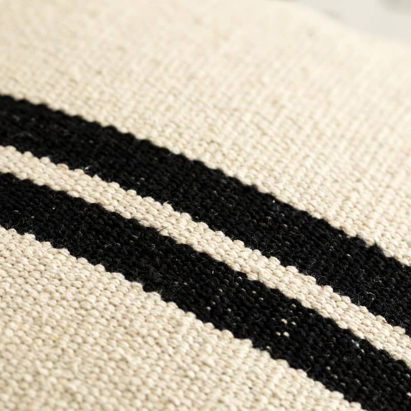 16" Handwoven Cotton Throw Pillow Cover Flat Natural Design