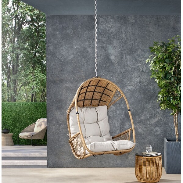 Greystone Outdoor/Indoor Wicker Hanging Chair w/8-foot Chain