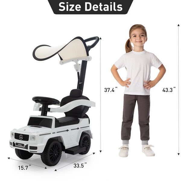3-in-1 Ride on Push Car for Toddlers with Canopy, Storage