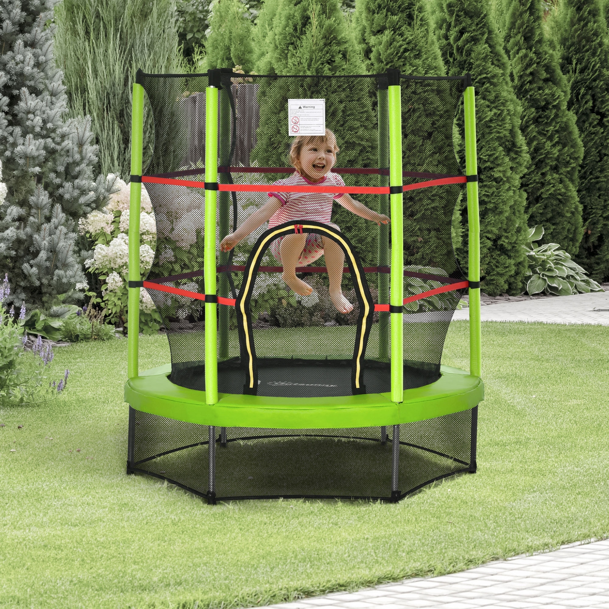 udredning kamp Nedrustning Outsunny 5undefined Diameter Kids Trampoline with Net for Indoors &  Outdoors, Ages 3 to 6 - Փ55" x 63" - Bed Bath & Beyond - 34646895