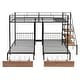 preview thumbnail 16 of 14, Full Over Twin-Twin Triple Bunk Bed with Drawers and Staircase