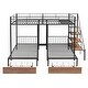 preview thumbnail 10 of 10, Full over Twin-Twin Triple Bunk Bed with Drawers and Staircase, Black