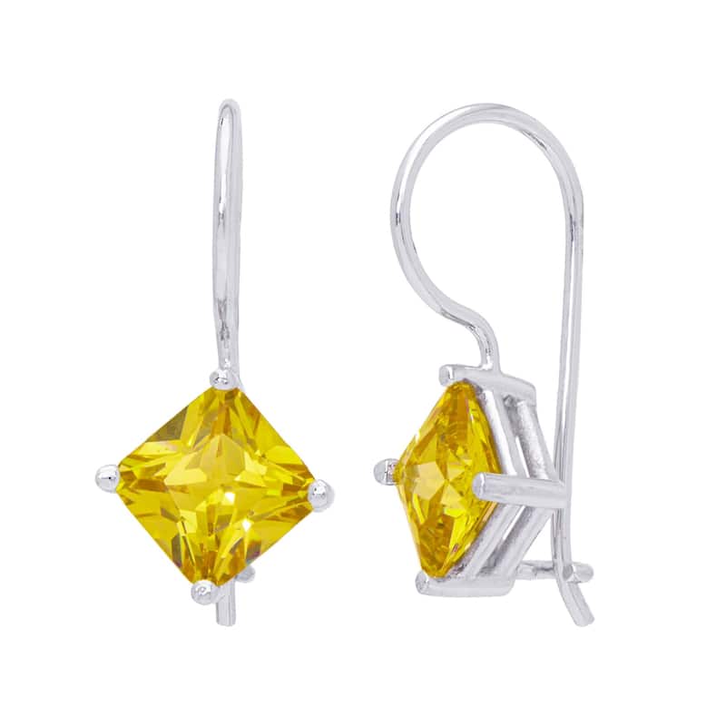 Victoria Townsend Silver Plated Glass Square Leverback Earrings- Many Colors