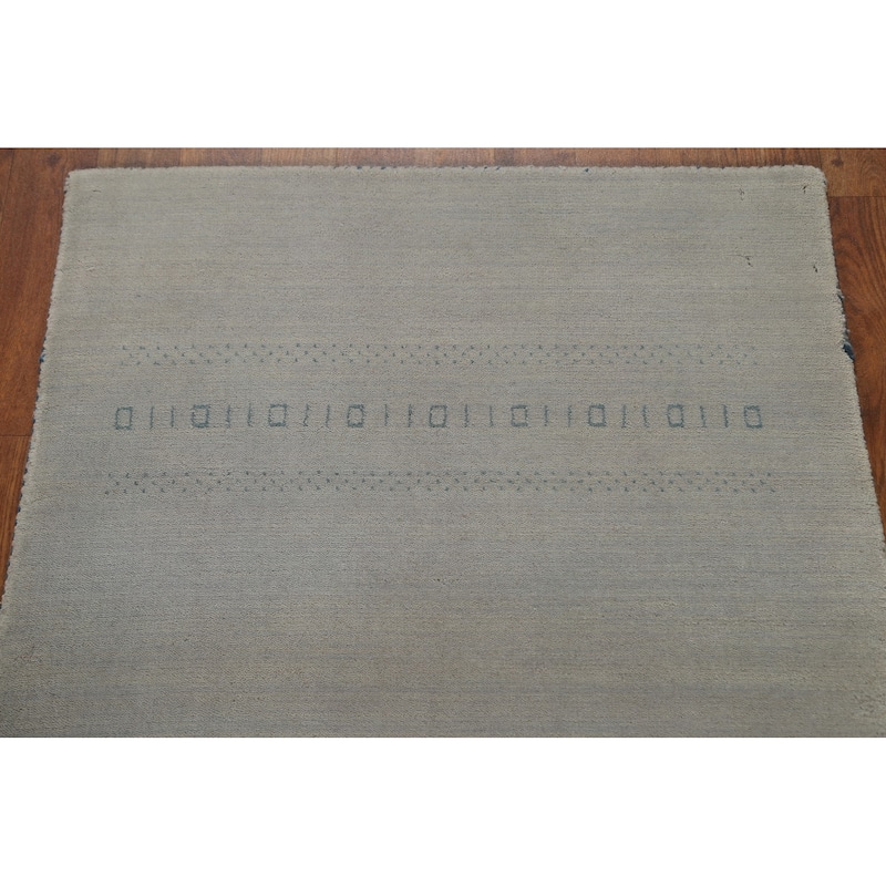 Tribal Gabbeh Wool Runner Rug Hand-knotted Hallway Gray Carpet - 2'6" x 7'10"