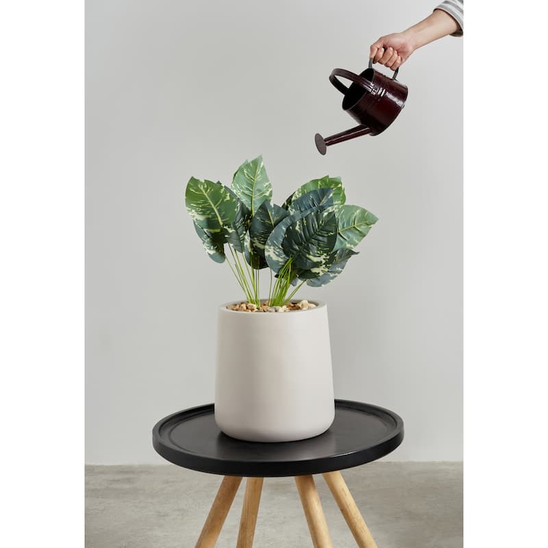 Indoor/Outdoor Large Nordic Minimalist Fiberstone Lightweight Round Planter Pot - 14, 11 inch Matte Finish