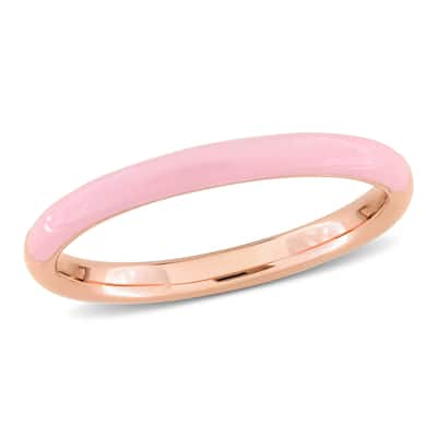 Miadora Casual Pink Enamel Band Ring in Rose Silver