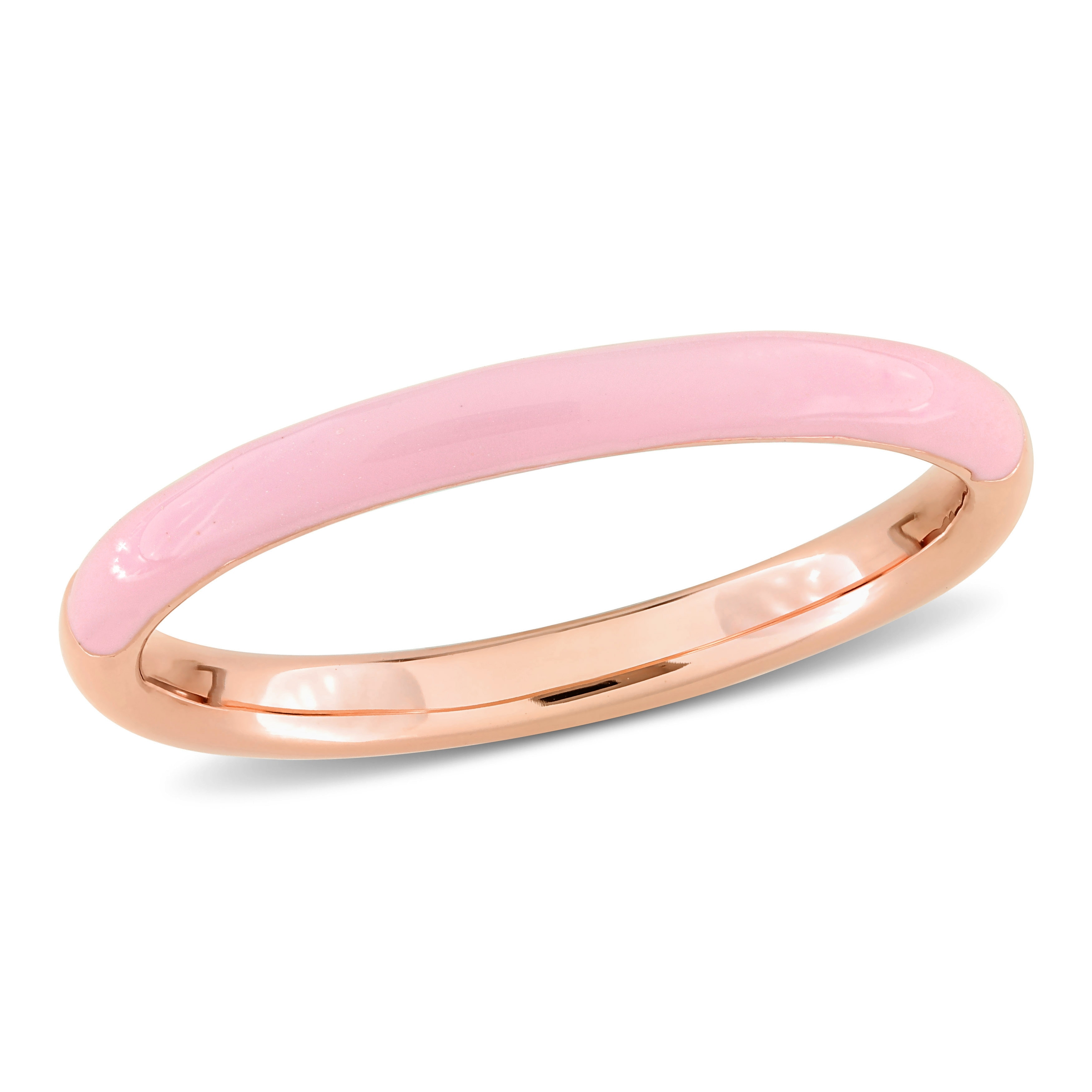 Miadora Casual Pink Enamel Band Ring in Rose Silver