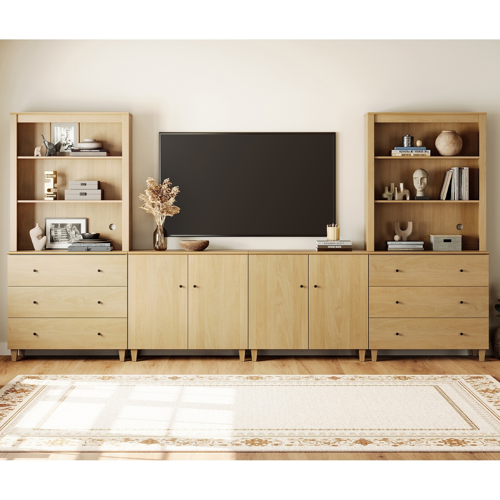 WAMPAT Wall Unit Entertainment Center for 75" TVs with Drawers&Doors