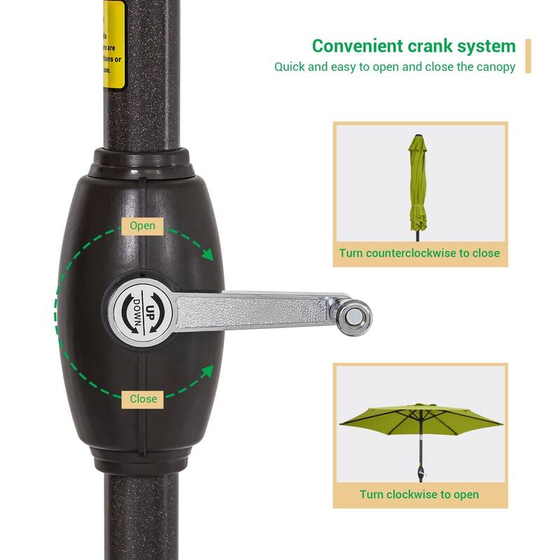 LIVOOSUN 7.5ft Steel Patio Market Umbrella Tilt System