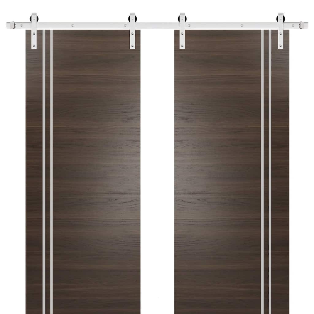 Sturdy Double Barn Door 36 x 80 with Planum 0310 Chocolate Ash with 13FT